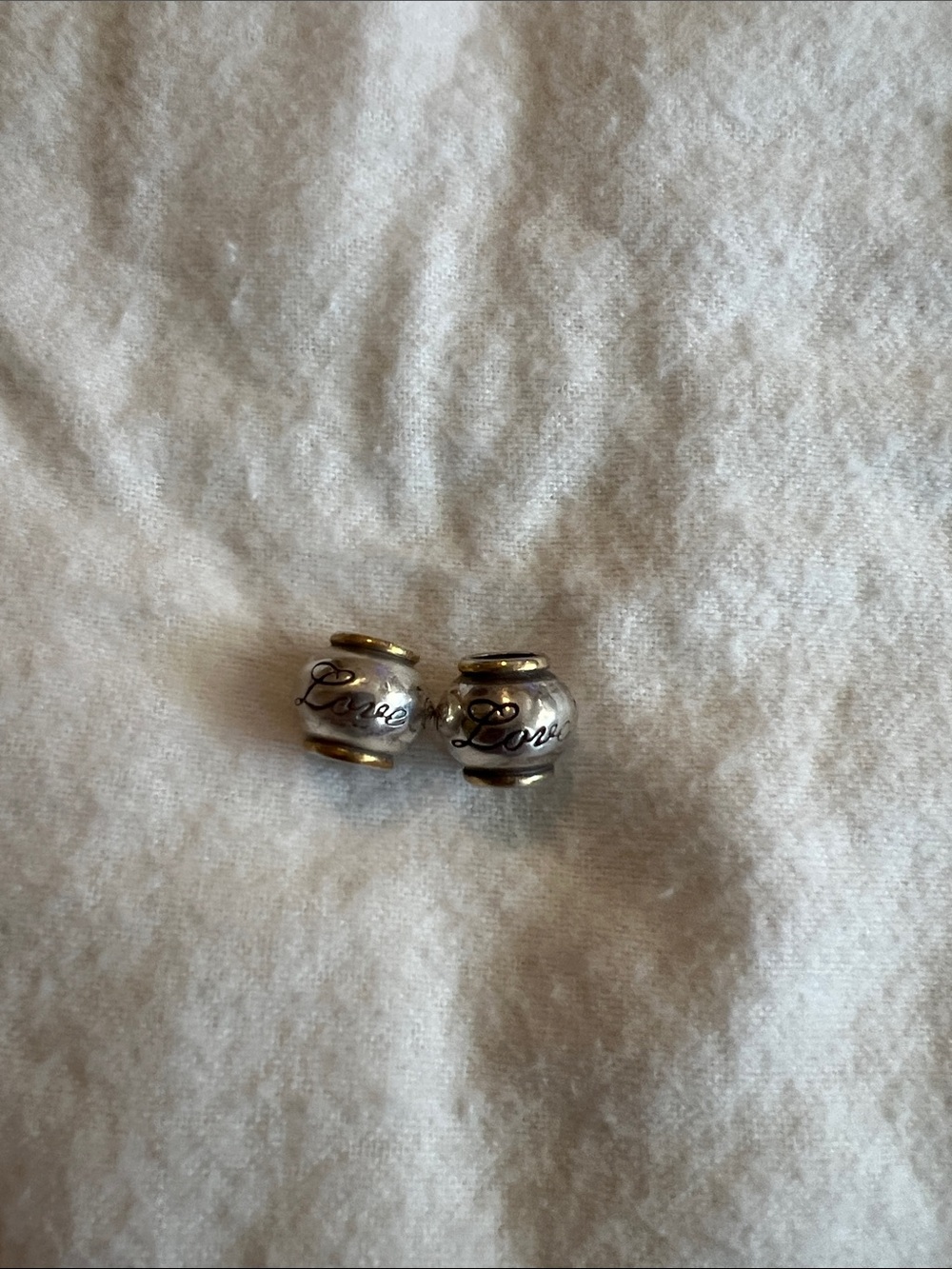 Brighton Silver and Gold 'Love' Bead Pair